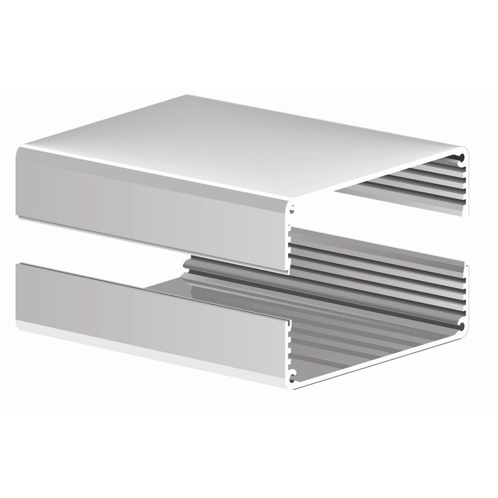 6016F-8.5N ~ Split Body Natural Aluminum Enclosure w/ Flanged End Plates 8.5" L x 6.144" W x 3.090" H - The Science Shop